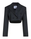 Msgm Woman Blazer Navy Size 8 Virgin Wool, Elastane In Black