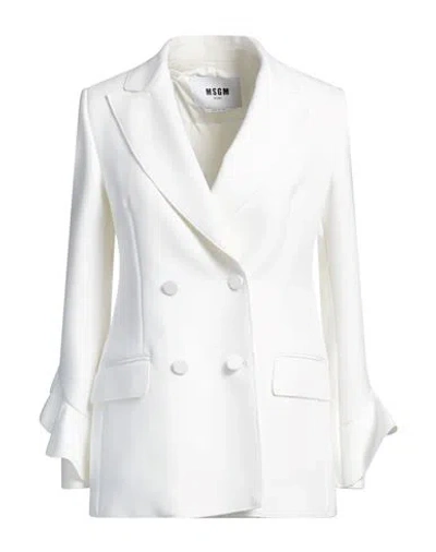 Msgm Woman Blazer Off White Size 6 Polyester, Viscose, Elastane
