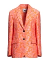 Msgm Woman Blazer Orange Size 10 Cotton, Polyester, Polyamide In Orange