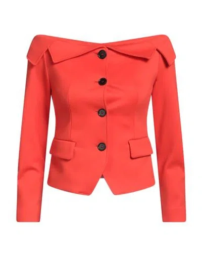 Msgm Woman Blazer Orange Size 2 Polyamide, Elastane