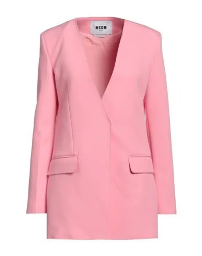 MSGM MSGM WOMAN BLAZER PINK SIZE 10 POLYESTER, VISCOSE, ELASTANE