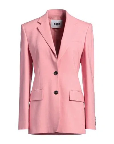 Msgm Woman Blazer Pink Size 10 Viscose, Polyester, Elastane