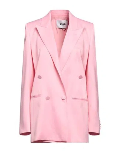 Msgm Woman Blazer Pink Size 4 Viscose