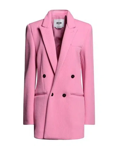 Msgm Woman Blazer Pink Size 8 Polyamide