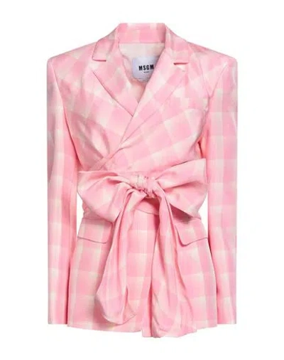 Msgm Woman Blazer Pink Size 6 Viscose