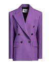 Msgm Woman Blazer Purple Size 6 Virgin Wool, Elastane
