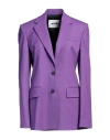 Msgm Woman Blazer Purple Size 8 Virgin Wool, Elastane