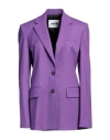 Msgm Woman Blazer Purple Size 8 Virgin Wool, Elastane In Purple