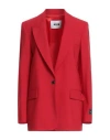 Msgm Woman Blazer Red Size 2 Virgin Wool, Elastane In Red