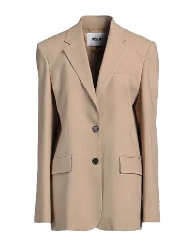 Msgm Woman Blazer Sand Size 6 Viscose, Polyester, Elastane In Beige