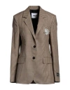 Msgm Woman Blazer Sand Size 4 Wool In Beige