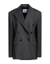 Msgm Woman Blazer Steel Grey Size 6 Virgin Wool, Elastane