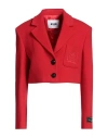 Msgm Woman Blazer Tomato Red Size 6 Virgin Wool, Polyamide