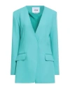 Msgm Woman Blazer Turquoise Size 6 Polyester, Viscose, Elastane In Blue