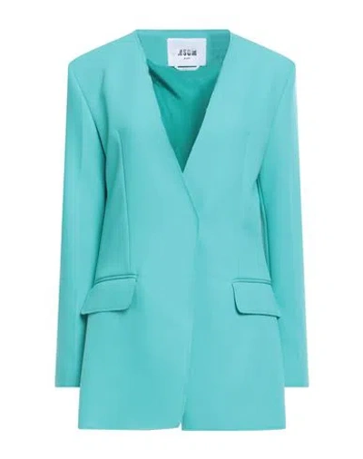 Msgm Woman Blazer Turquoise Size 6 Polyester, Viscose, Elastane In Blue