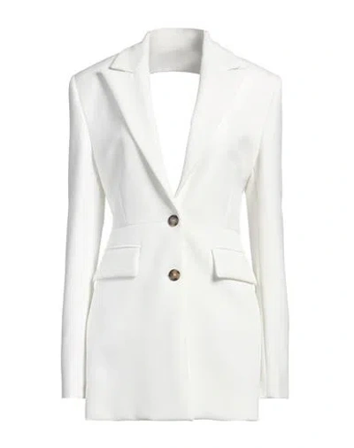 Msgm Woman Blazer White Size 8 Polyester, Elastane