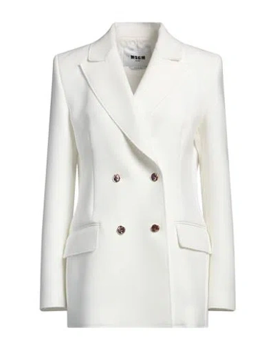 Msgm Woman Blazer White Size 4 Polyester, Viscose, Elastane