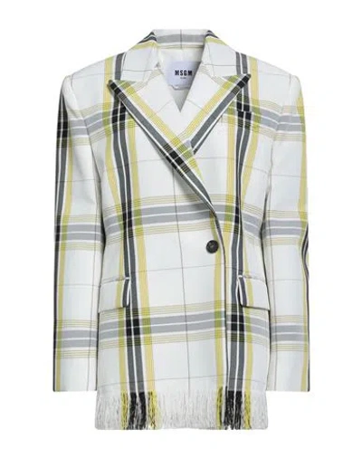 Msgm Woman Blazer White Size 6 Polyester