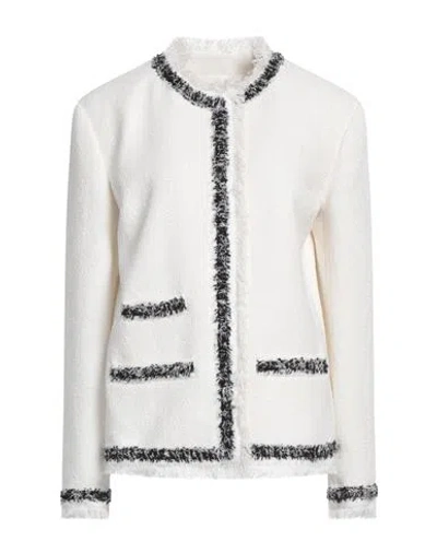 Msgm Woman Blazer White Size 8 Cotton, Polyester, Acrylic, Metallic Fiber, Polyamide