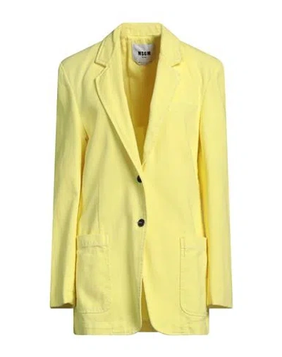 Msgm Woman Blazer Yellow Size 2 Cotton