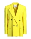 Msgm Woman Blazer Yellow Size 6 Virgin Wool, Elastane