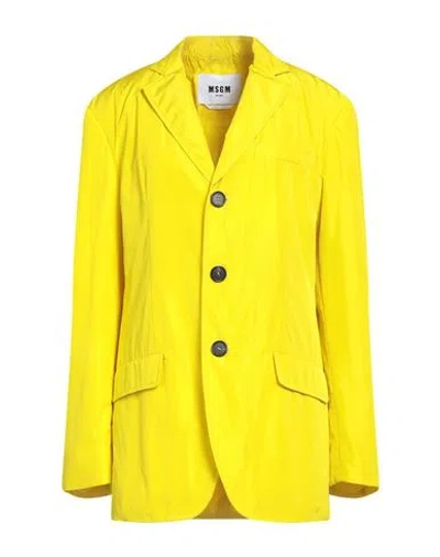Msgm Woman Blazer Yellow Size 8 Polyester