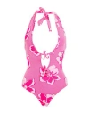 Msgm Woman Bodysuit Fuchsia Size 4 Polyester, Elastane In Pink