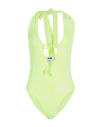 Msgm Woman Bodysuit Yellow Size 4 Polyester, Elastane In Green
