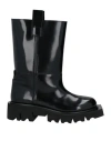 Msgm Woman Boot Black Size 11 Leather In Black
