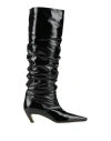 Msgm Woman Boot Black Size 8 Leather In Black
