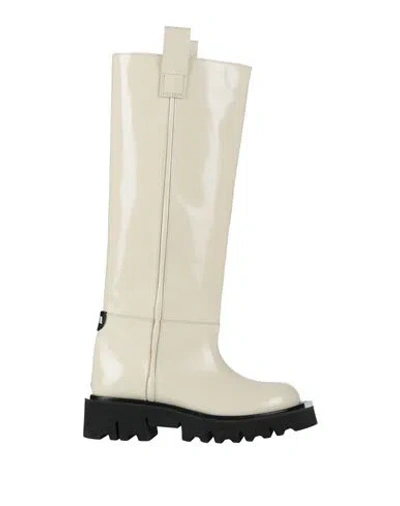 Msgm Woman Boot Ivory Size 8 Leather In White