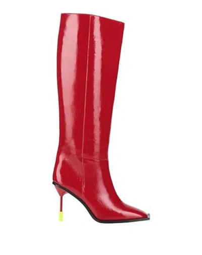 Msgm Woman Boot Red Size 7 Leather