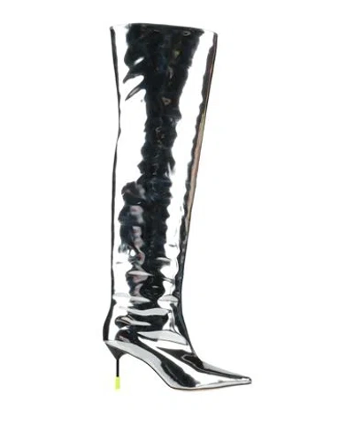 Msgm Woman Boot Silver Size 11 Textile Fibers