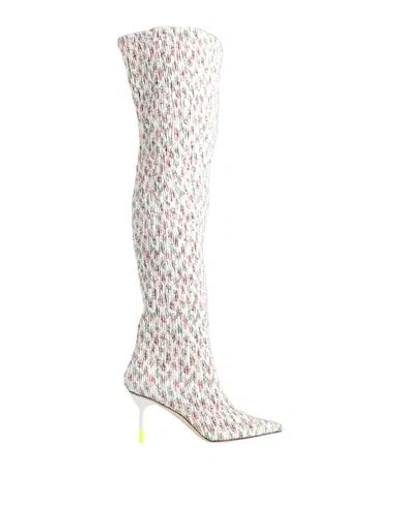 Msgm Woman Boot White Size 7 Textile Fibers