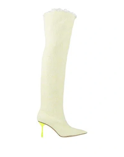 Msgm Woman Boot Yellow Size 7 Textile Fibers, Soft Leather