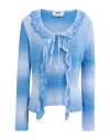 Msgm Woman Cardigan Azure Size Xl Cotton, Polyamide In Blue
