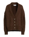 Msgm Woman Cardigan Brown Size S Acrylic, Mohair Wool, Wool, Polyamide In Brown