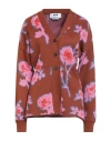 Msgm Woman Cardigan Brown Size S Wool, Acrylic