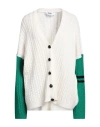 Msgm Colour-block Cable-knit Cardigan In White