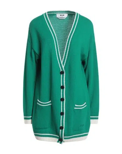 Msgm Woman Cardigan Emerald Green Size S Wool, Mohair Wool