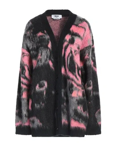 Msgm Woman Cardigan Fuchsia Size S Acrylic, Polyamide, Mohair Wool In Pink