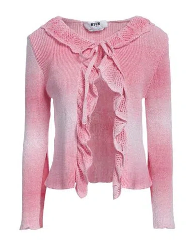Msgm Woman Cardigan Fuchsia Size Xl Cotton, Polyamide In Pink