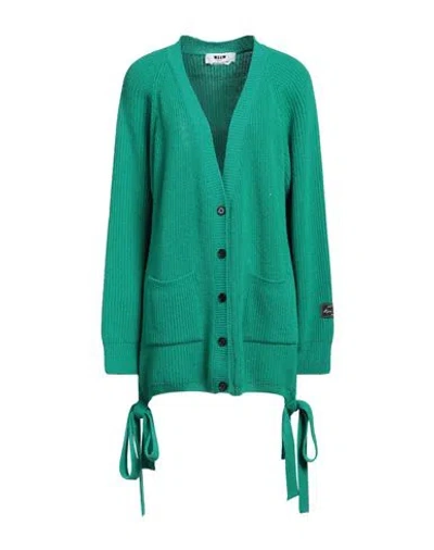 Msgm Woman Cardigan Green Size S Wool, Cashmere