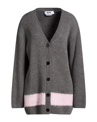 Msgm Woman Cardigan Grey Size L Wool, Acrylic In Gray