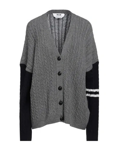 Msgm Woman Cardigan Grey Size L Wool, Cashmere In Gray