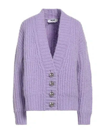 Msgm Woman Cardigan Light Purple Size M Acrylic, Mohair Wool, Wool, Polyamide