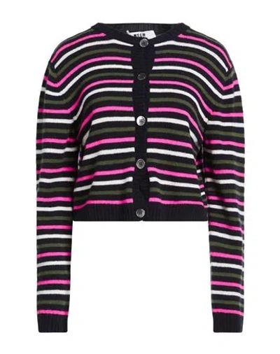 Msgm Woman Cardigan Midnight Blue Size S Wool, Cashmere In Black