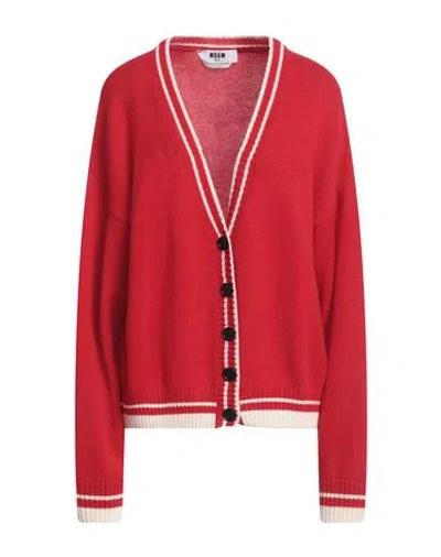 Msgm Woman Cardigan Red Size M Wool, Cashmere