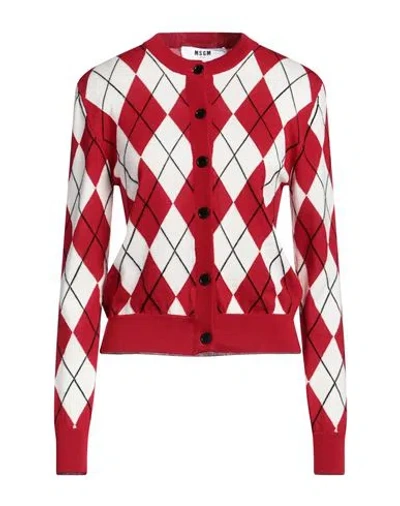 MSGM MSGM WOMAN CARDIGAN RED SIZE M VIRGIN WOOL