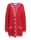 Msgm Woman Cardigan Red Size S Wool, Mohair Wool In Red